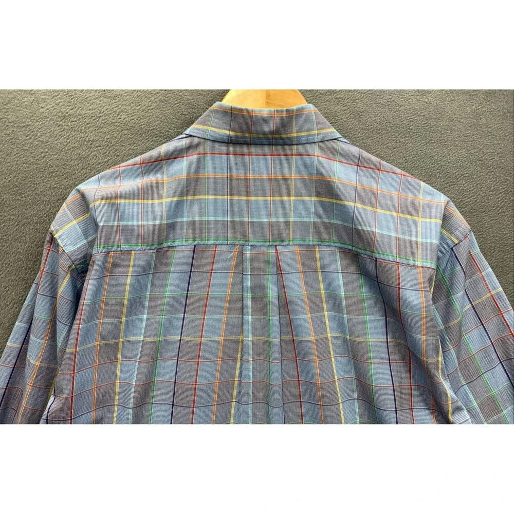 Alan Flusser Men's Multicolor Plaid Button Down Shirt Long Sleeve Large Cotton